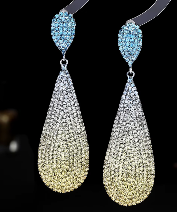 Crystal Ombre Teardrop Earrings