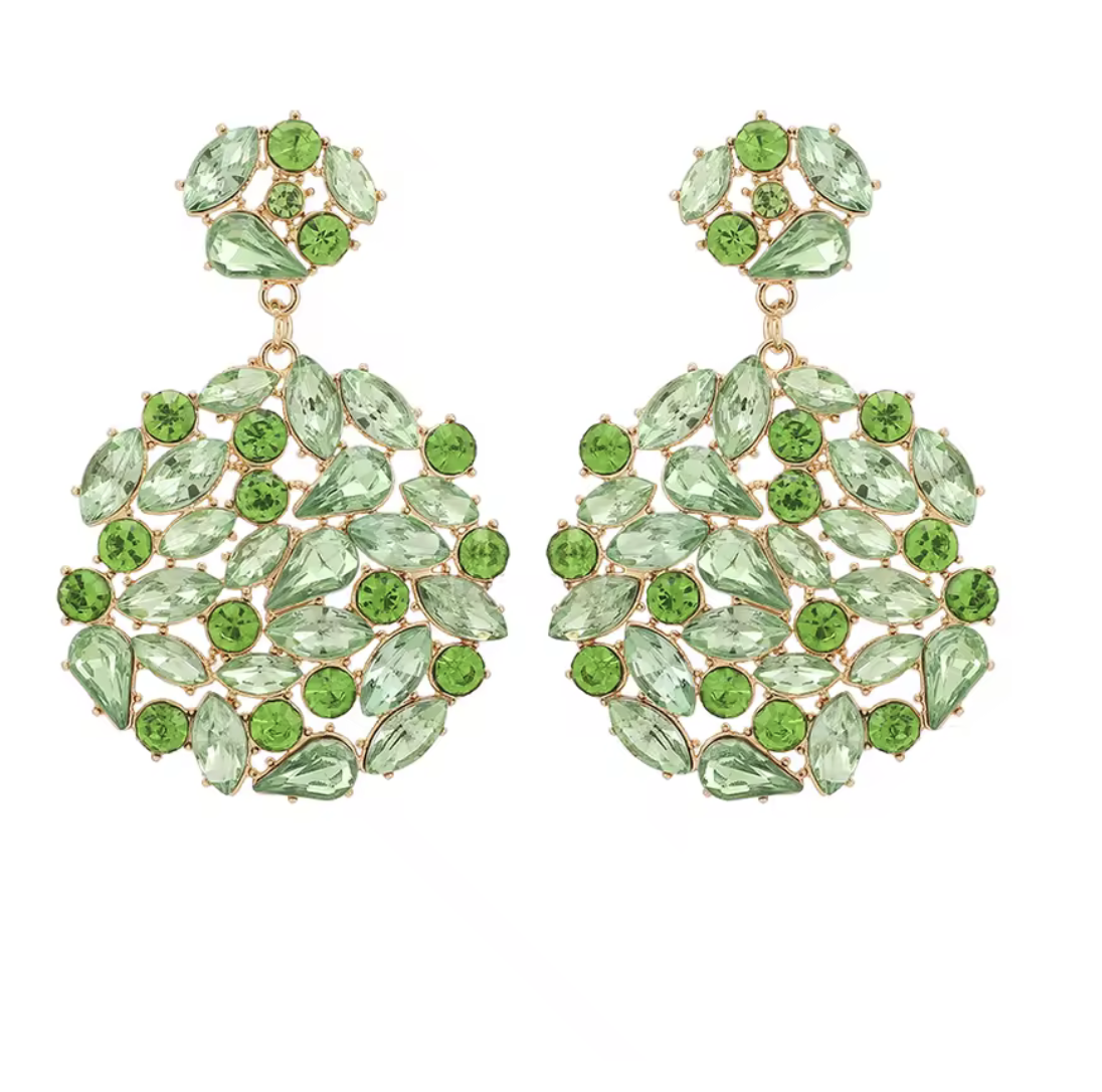 Round Crystal/Rhinestone Solid Dangle Earrings