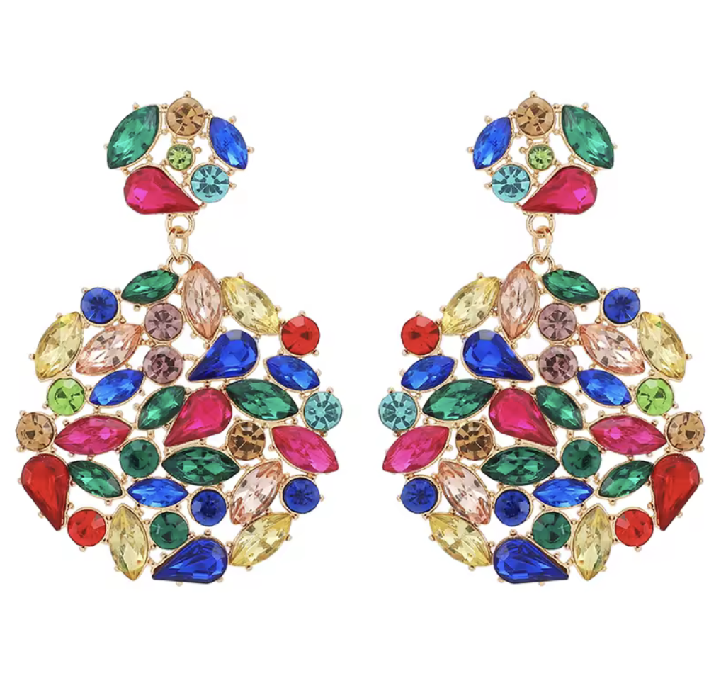 Round Crystal/Rhinestone Solid Dangle Earrings