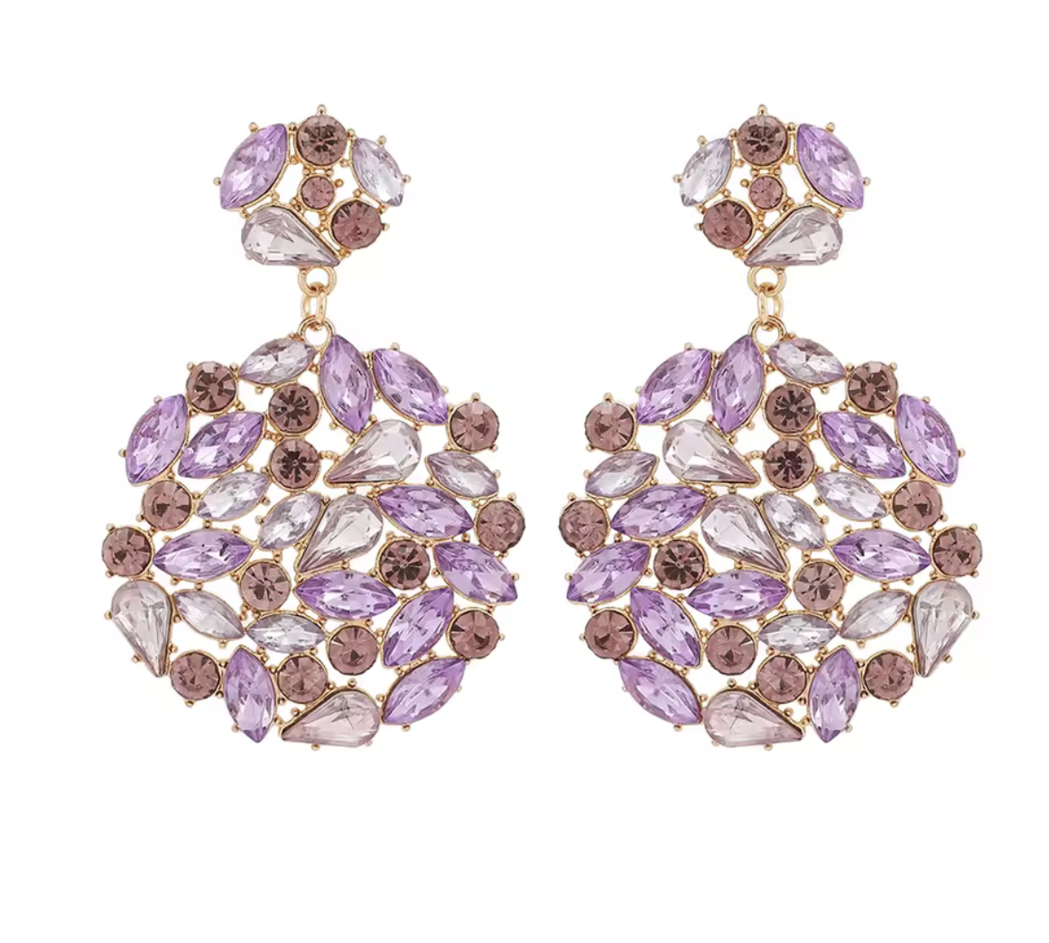 Round Crystal/Rhinestone Solid Dangle Earrings