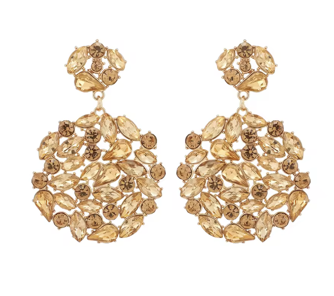Round Crystal/Rhinestone Solid Dangle Earrings