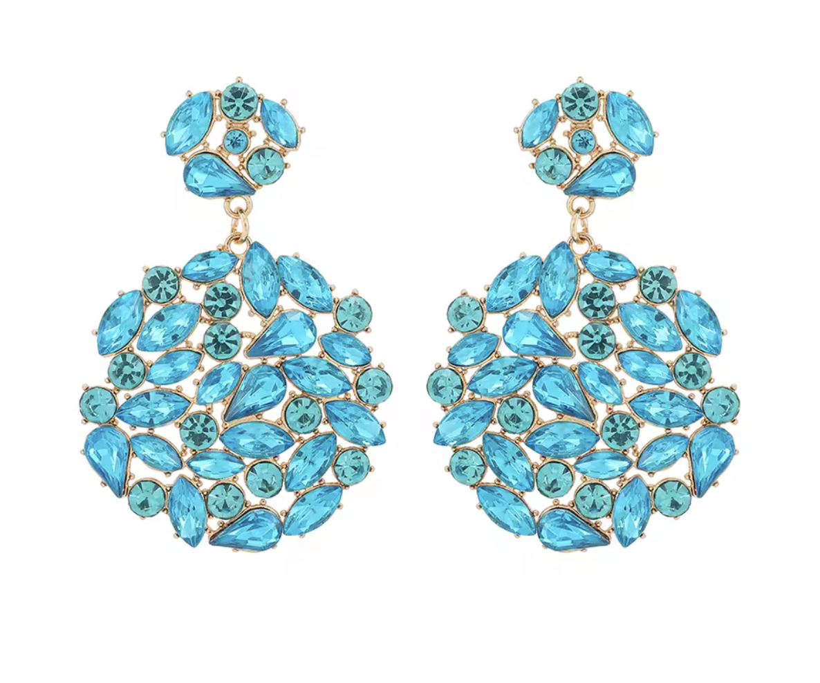 Round Crystal/Rhinestone Solid Dangle Earrings