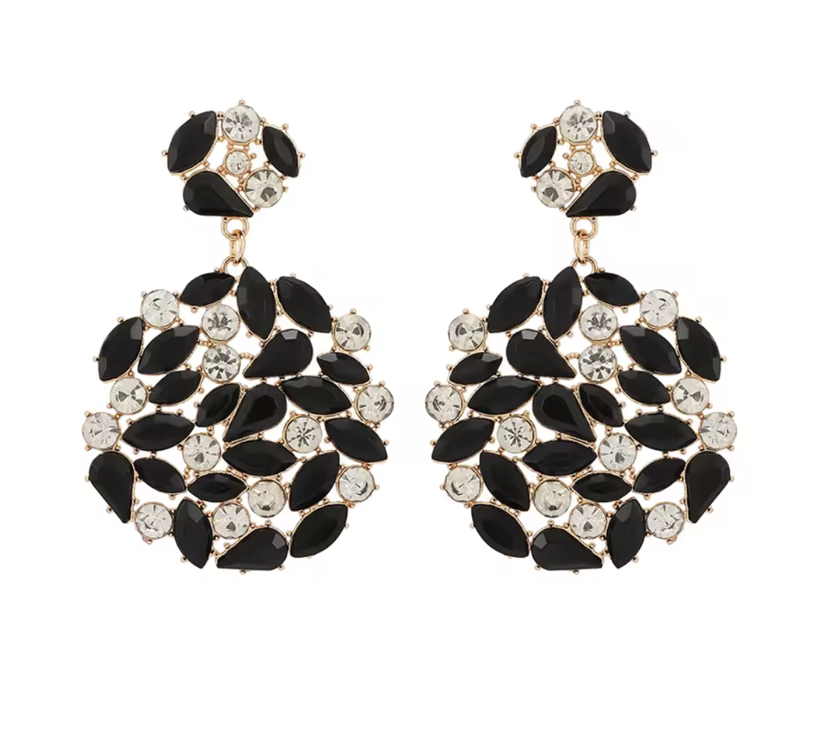 Round Crystal/Rhinestone Solid Dangle Earrings