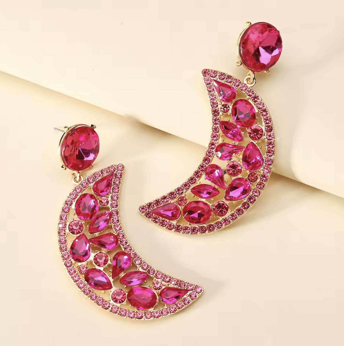 Crescent Moon Crystal Earrings