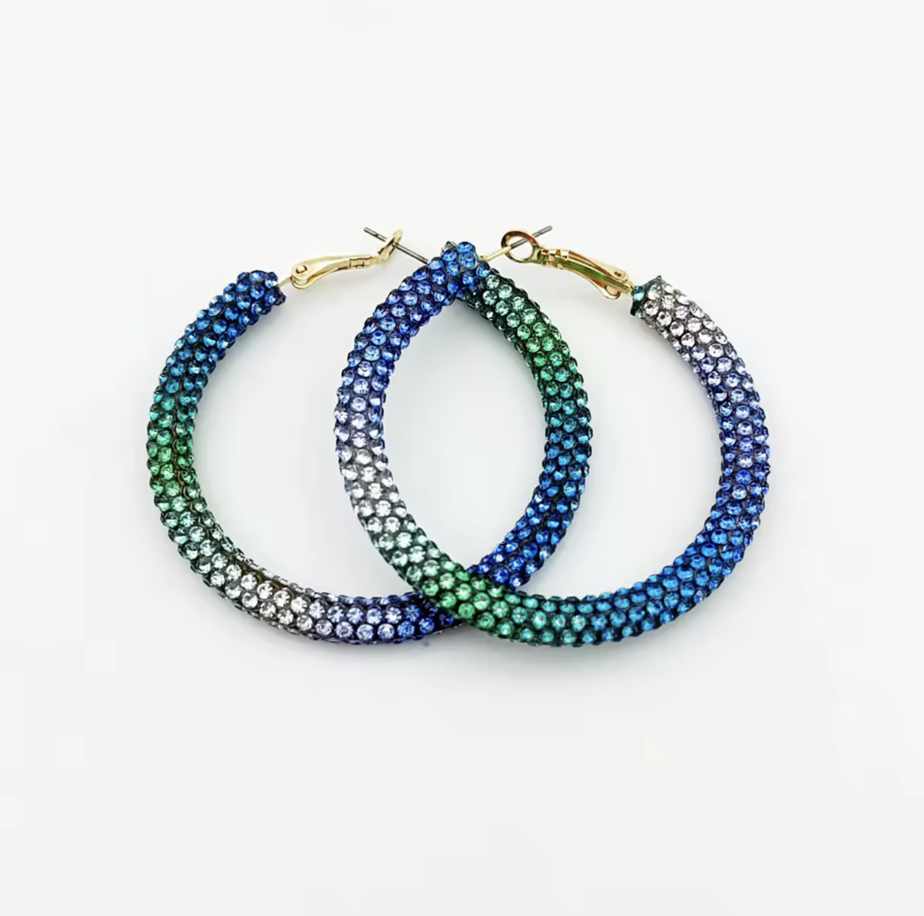 Mult-Colored Rhinestone Hoop Earrings