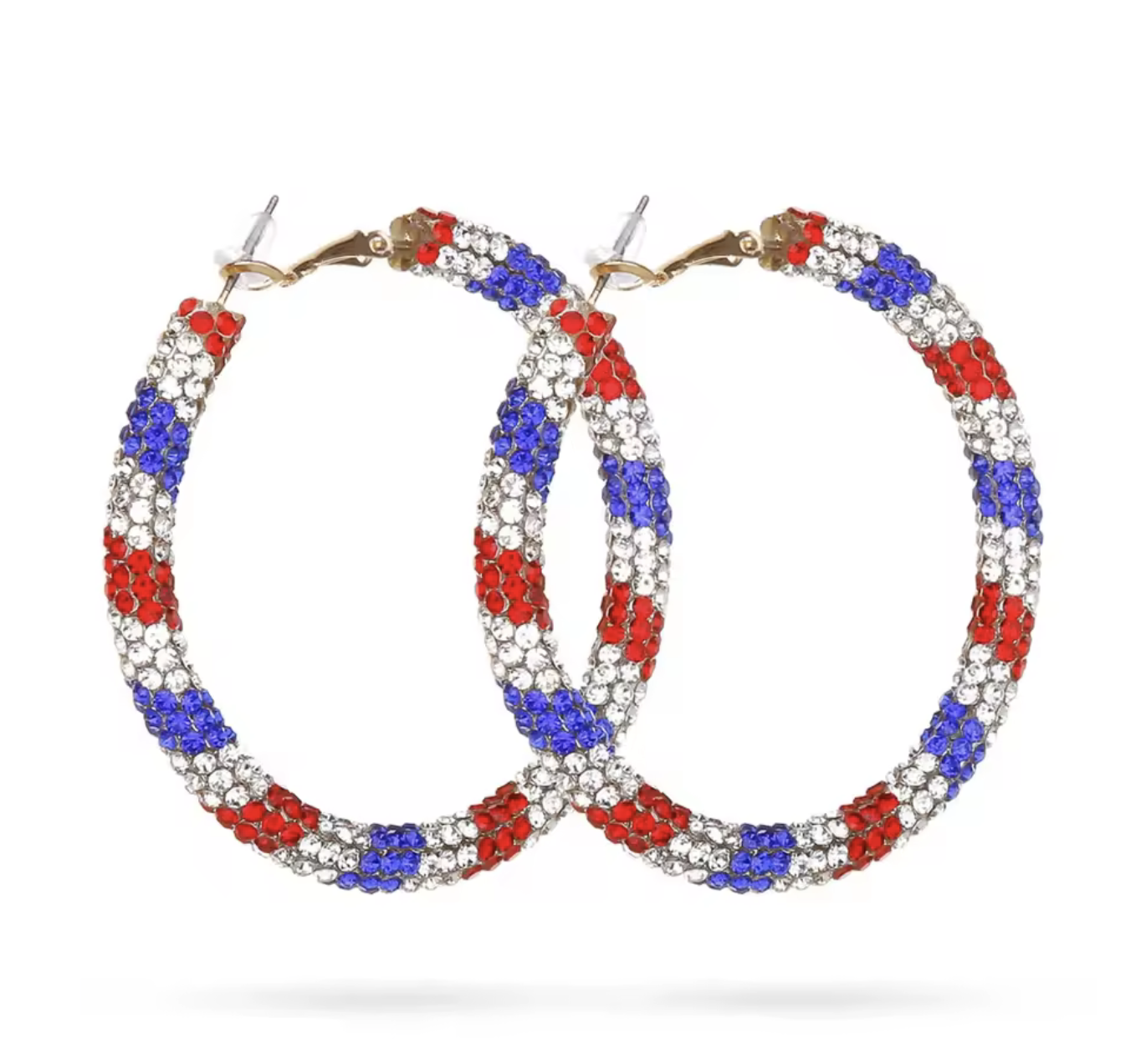 Mult-Colored Rhinestone Hoop Earrings