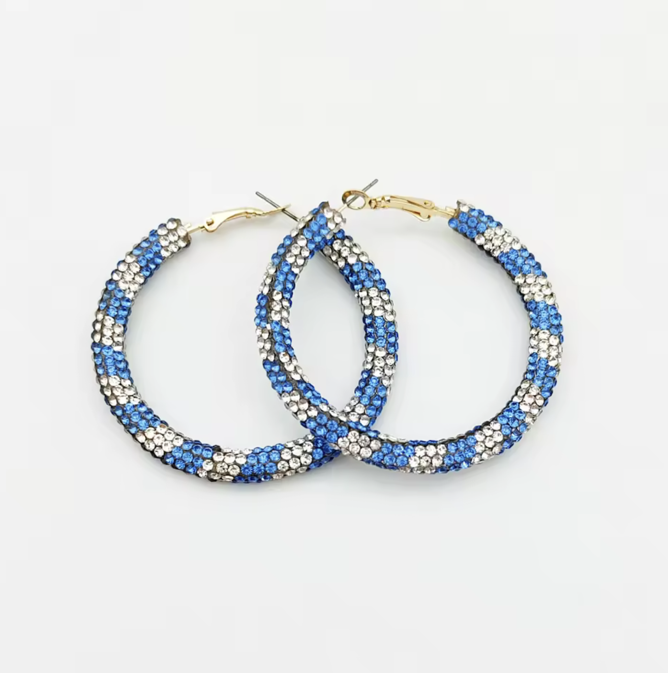 Mult-Colored Rhinestone Hoop Earrings