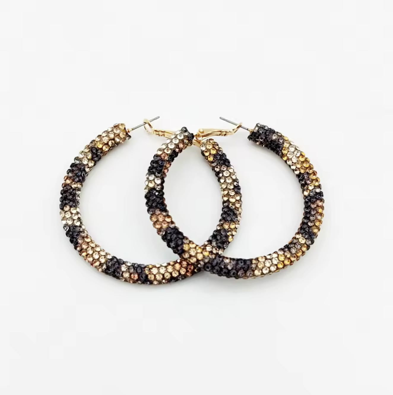 Mult-Colored Rhinestone Hoop Earrings