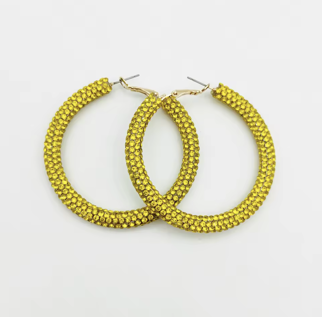 Solid Color Rhinestone Hoop Earrings