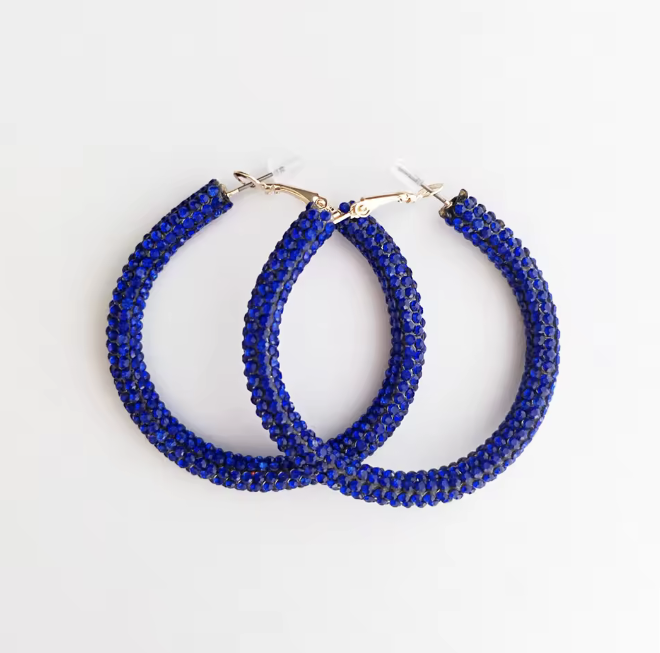 Solid Color Rhinestone Hoop Earrings