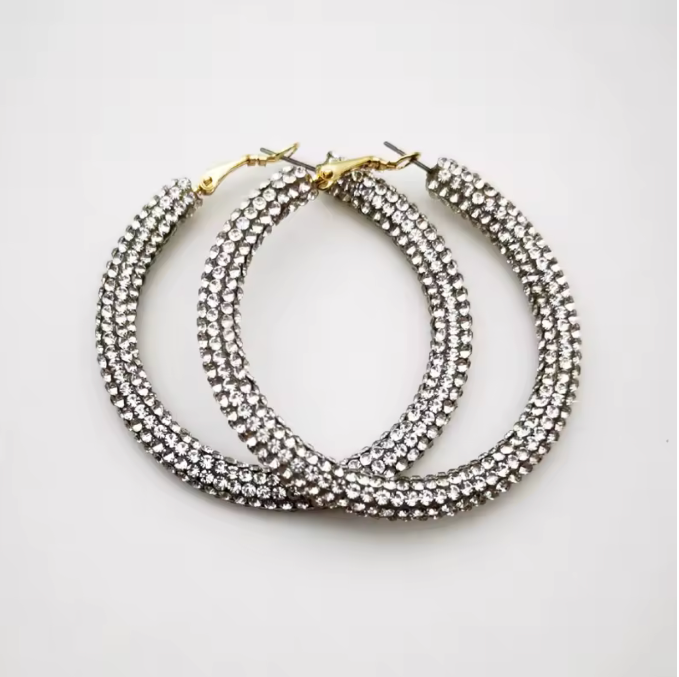 Solid Color Rhinestone Hoop Earrings