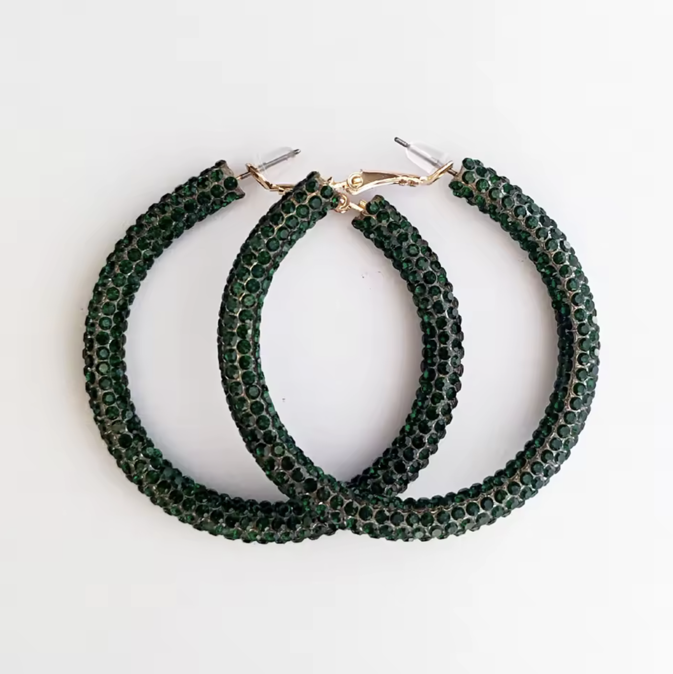 Solid Color Rhinestone Hoop Earrings