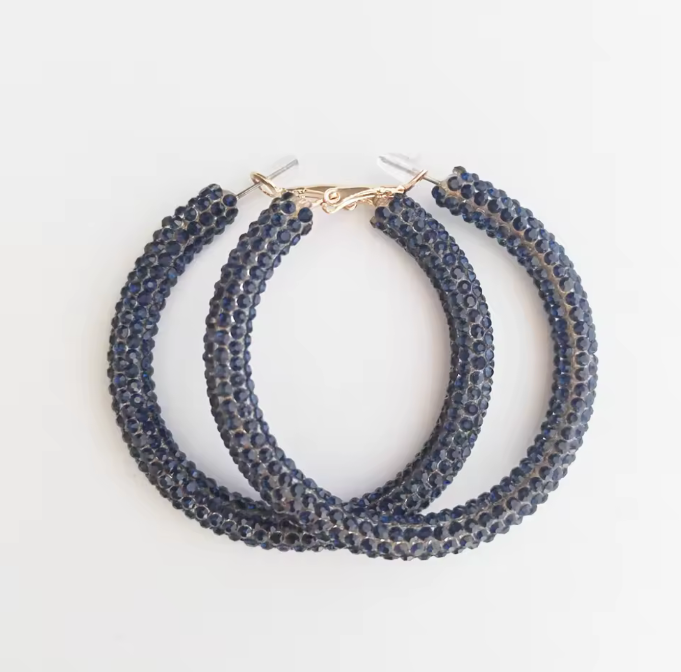 Solid Color Rhinestone Hoop Earrings
